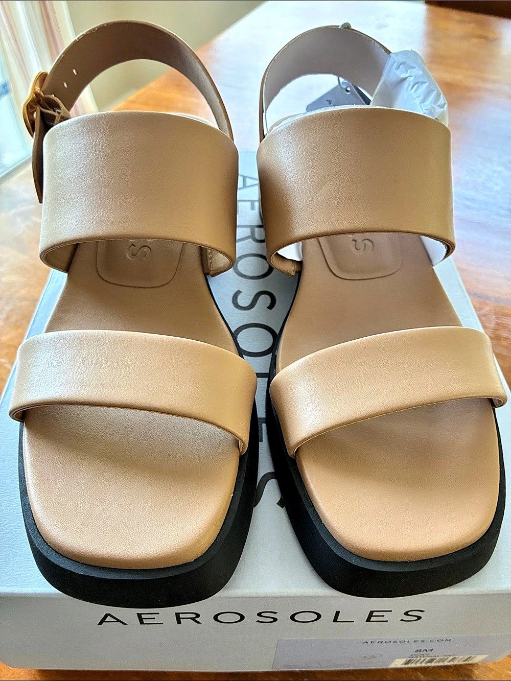 Aerosoles Dove Platform Sandals Tan US 8M